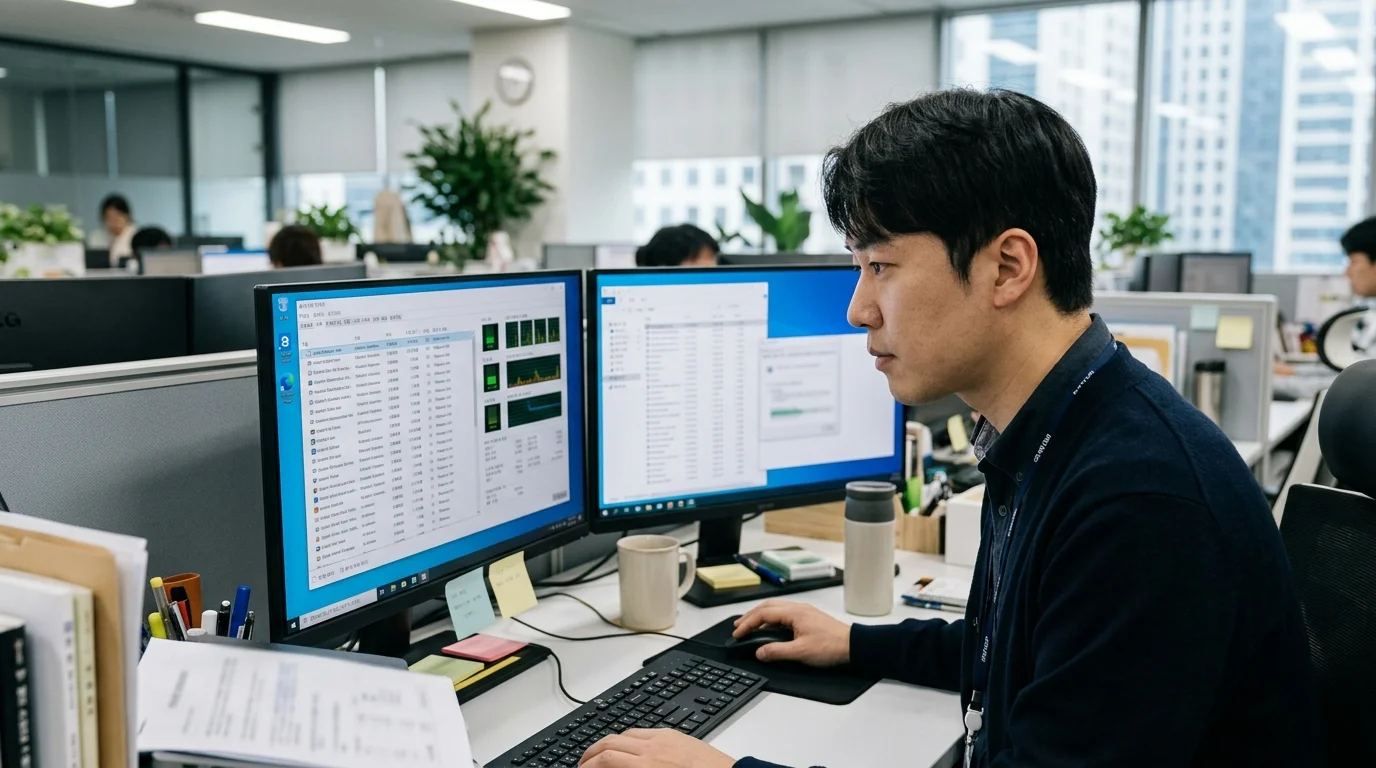 컴퓨터 속도 느려졌을 때 작업 관리자의 시작프로그램과 백그라운드 앱을 정리하여 시스템 자원을 확보하는 화면입니다.